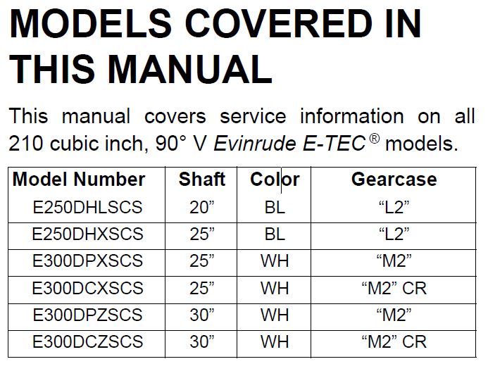 Evinrude 011 – Manual de serviço de motor de popa E-TEC 250 300HP – Modelos 90º V6 (3.4L) – Inglês