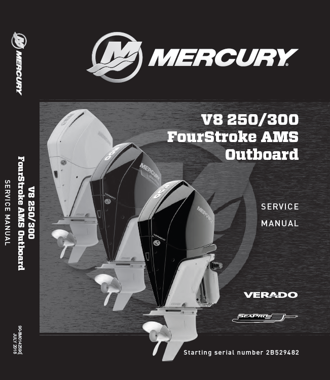 Mercury 049 – Manual de serviço de motor de popa Verado V8 250 hp 300 hp 4 Tempos AMS - Inglês
