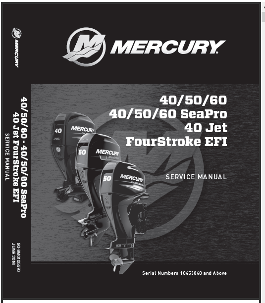 Mercury 052 – Manual de serviço de motor de popa 4 Tempos 40 50 60 hp 40 50 60 SeaPro 40 Jet - Inglês