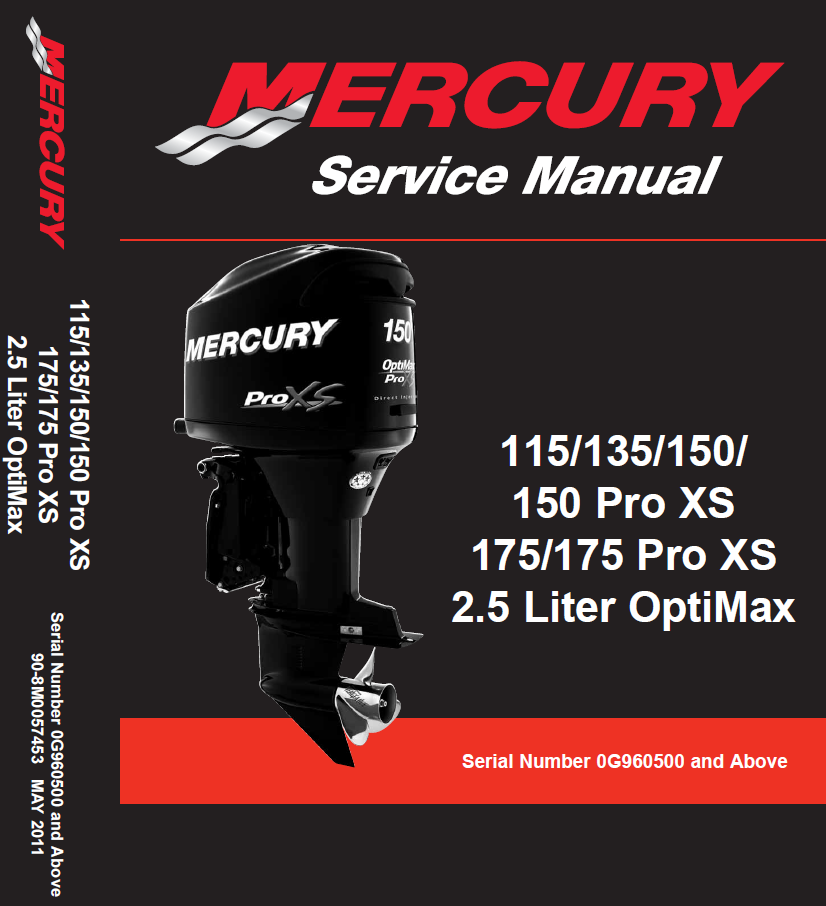 Mercury 063 - Manual de serviço de motor de popa 115 135 150 150 Pro XS 175 175 Pro XS 2.5 Litros OptiMax - Inglês